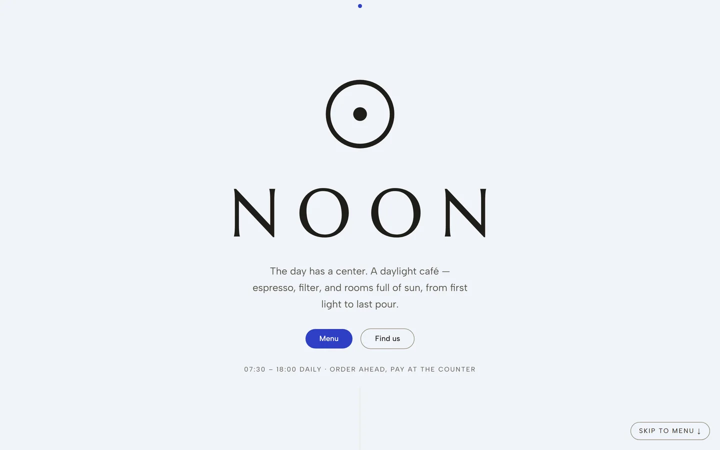 NOON site — the sundial hero